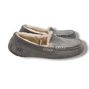 UGG Ansley Slippers Womens 8 Gray Water Resistant Suede Wool Indoor Outdoor